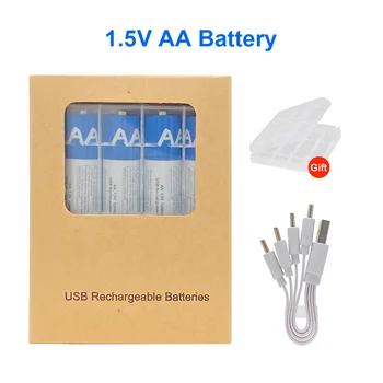 1-20 броя литиево-йонни батерии от 1,5 АА с капацитет 5000 mah, USB-за зареждане на камерата, на колата, MP3 плейър, термометър + кабел
