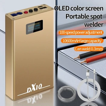 10600 ма DX10 Ръчно устройство за точката на Заваряване 6*300A OLED Mos 8 Awg Точка Дръжки За 18650 0,2 мм Никел Листове Type-C Charge 4.2 В Злато