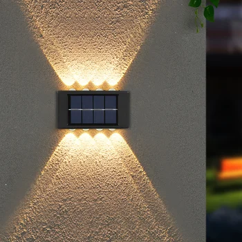 10LED слънчев, с монтиран на стената лампа, открит водоустойчив нагоре и надолу слънчеви светлини светлинен осветление, Украса на градината лестничный ограда слънчева светлина