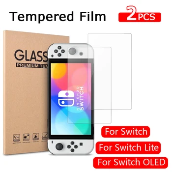 2 БР. защитни фолиа, изработени от закалено стъкло, съвместими с Nintendo Switch OLED Switch Lite защитно фолио за екрана, аксесоари за стъклени ключове