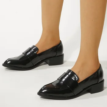 2022 Нови модни лоферы Mary Janes, луксозна марка дамски обувки, обувки-лодки, дамски обувки на платформа с остър квадратна ток, обувки с високо качество