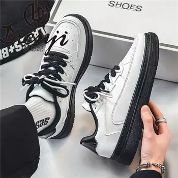2023 Висококачествени мъжки бели обувки, дишаща удобни обувки на равна подметка, улични ежедневни обувки, обувки за ходене, мъжка мода обувки
