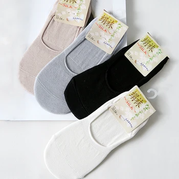 5 двойки женските чорапи от естествена коприна, без да се показва, е невидим, скрит подложка, нескользящий случайни тънък чорап върху плоска подметка