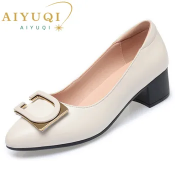 AIYUQI/Женски модела обувки; Новост 2023 г.; Нескользящая дамски обувки от естествена кожа на среден ток; по-Големи размери 41, 42, 43; Ежедневни Пролетно дамски обувки