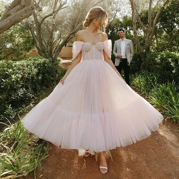 ANGELSBRIDEP розови вечерни рокли за партита, празнична рокля с открити рамене, модерен тюлевый дизайн, рокля на принцеса за рождения ден и на бала