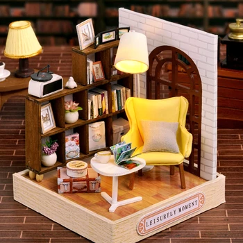 Cutebee Миниатюрна къщичка за сглобяване със собствените си ръце, комплект за куклена къща с пылезащитным калъф, мебели, led светлини за детски подарък играчка, дисплей на закрито