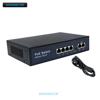 HOMSECUR 4 + 2 порта мрежа 100 Mbps Smart Plug And Play порт Мощност 30 W PoE комутатор