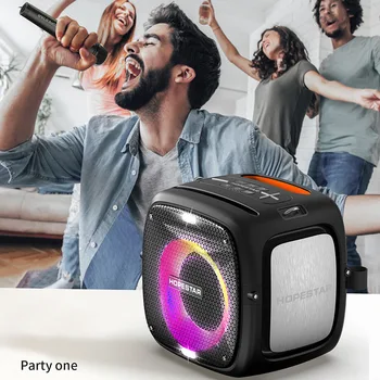 HOPESTAR PartyOne Высокомощные 80 W Bluetooth високоговорители с безжичен Караоке микрофон стерео субуфер mp3-плейър Голяма музикална ковчег