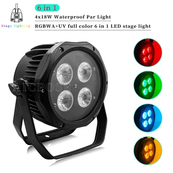 IP65 Външен водоустойчив с лампа 4x18 W RGBWA UV 6 в 1 LED Par Light с управление DMX DJ диско лампа сценичното осветление