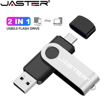 JASTER USB Флаш памети 2В1 TYPE-C 2.0 64 GB 32 GB Въртящи Водоустойчив Флаш памет от 16 GB, 8 GB Memory Stick Външен Диск Подарък
