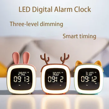 LED Digital alarm clock Управление на Времето за Повторение Температурен Дисплей Нощен Режим, USB Зареждане на Детски Будилник Подарък За Дете Сладки Уши