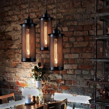 Led художествена полилей, висящ лампа, интериор на стаите в индустриален стил, ретро, ресторант-бар, с една глава, метален творчески ретро Едисън