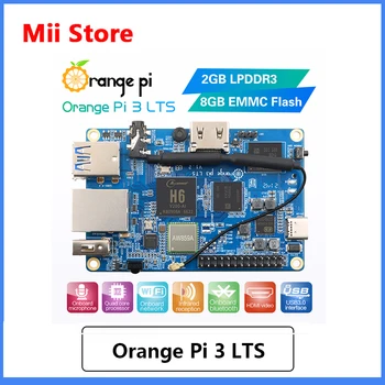 Orange Pi 3 LTS 2G8G EMMC с HDMI + WIFI + BT5.0, AllWinner H6 SoC, Бордови компютър с отворен код, работи под управление на Android OS 9.0 / Ubuntu / Debian