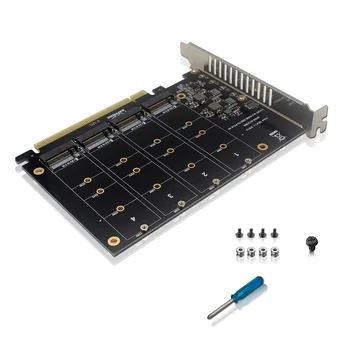 PCIE до NVMEx4 M. 2 M Ключ SSD Карта за Разширяване на PCIE X16 Странично Card Сигналната Карта на Разделяне на Масив на M. 2 PCIe RAID карта