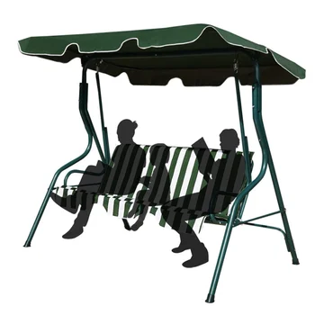 SKONYON 3 места, външен навес, стол-люлка за двора с подвижни възглавници, зелена патио мебели, градински стол, висящ стол