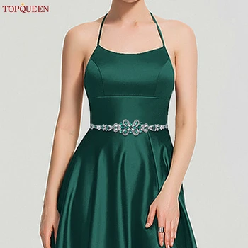 TOPQUEEN Нов emerald сватбен колан с диаманти, сватбени колан, аксесоари за партита, бижута, апликация на ръчен труд за женски рокли S99-KL