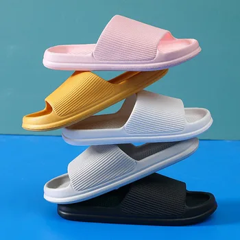 WDZKN/ модни лаконичен дамски чехли, летни леки домашни чехли на равна подметка от EVA за баня, удобни масажни женски пързалки за помещения