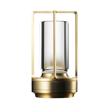 Акумулаторна кристален лампа малка странична масичка Спалня led пълноценната настолна лампа Украса на ресторанта Атмосфера на нощна светлина Злато