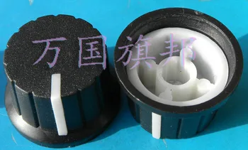 Безплатна доставка. Дръжка потенциометъра, пластмаси за опазване на околната среда, височина 15 мм, диаметър-24 мм, черно-бял цвят