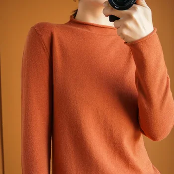 Висококачествен вълнен пуловер, женски зимен пуловер, монофонични вязаный пуловер, топ за жени, есенни женски пуловер оверсайз