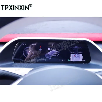 Въглеродни влакна за Tesla Model 3 Y, цифров LCD екран, авто виртуален инструмент плоча с Android, GPS-навигация, мултимедия