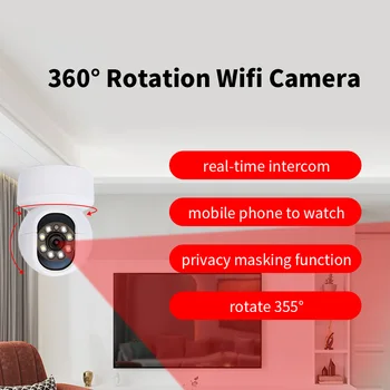 Въртене на 360 ° Wifi Камера 2MP HD Двустранно Аудиокамера за Проследяване на Източника на Звука Проследяване на Круиз Survillance Помещение за Сигурност за дома На Закрито