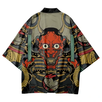 Градинска облекло Харадзюку, ризи с принтом демон, 2023, Занаяти, традиционен жилетка, мъжки, японски стил Укиес, Хаори, жени
