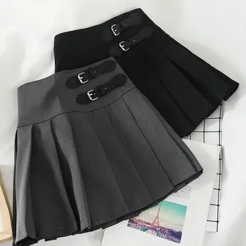 Дамски плиссированная пола с висока талия, дамски лятна ежедневни тенис училищни униформи трапецовидна форма, мини поли за момичета, женски нови поли G50