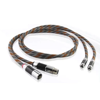 Двойка кабели ST-48B със сребърна подплата от OFC XLR до RCA Audio hi-fi системи с приставка адаптер от въглеродни влакна