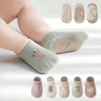 Детски мини чорапи за секс с анимационни мечок и кучето, меки памучни чорапи с принтом за малки момичета и момчета, подаръци за новородено от 0 до 3 години, бебешки аксесоари