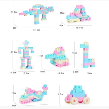 Детски пластмасови строителни блокове с големи частици, кофа, детска градина, образование на детето, мозайка 