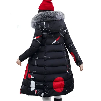 Добро зимно палто за жени с качулка и кожа яка, утепленная топло дълго яке, якета големи размери за жените, по-дълга козина от двете страни, женски