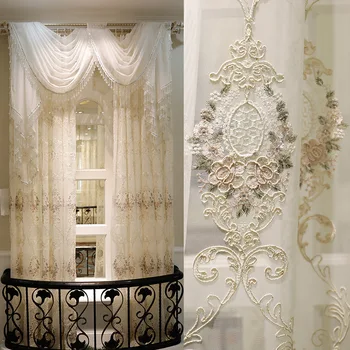 Европейските луксозни турски бродирани вуалевые прозрачни завеси за хол спалня цветни завеси тюл прозрачни прозорци щори