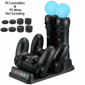 За Playstation 4 PS4 Slim Pro контролера за движение PS VR PS Move Зарядно устройство 4 в 1 USB докинг станция за зареждане, поставка за съхранение, зареждане