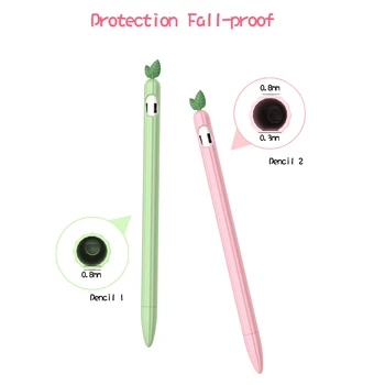 За писалки Apple Молив 1-во поколение, творчески cartoony джоб за химикалки, нескользящий силиконов защитен калъф зелен цвят