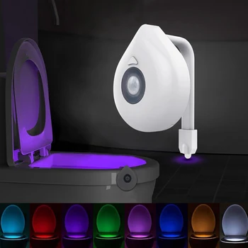 Интелигентен сензор, седалка за тоалетната чиния, лека нощ, водоустойчив осветление, тоалетна чиния, led лампа за измиване на лицето, тоалетна, 8 цвята, осветление за баня