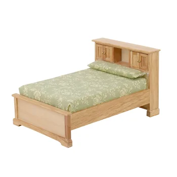 Миниатюрна легло в мащаб 1/12, мини дървени мебели, куклена къща OB11, аксесоари за спалня