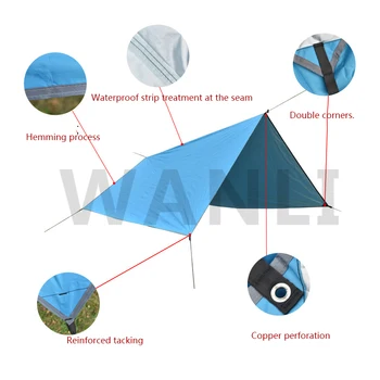 Многофункционален походный хамак с навес, люлка за палатки, козирка, водоустойчиви и устойчиви на вода подложки, ультралегкий навес