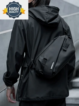Мъжка чанта през рамо премиум-клас, черна водоустойчива с цип, богат на функции, плюс размер, лека, модерна чанта-месинджър