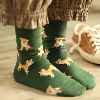 Нови модни дамски чорапи Сладко Пет Shiba Inu Crew Socks Kawaii, сладки чорапи за момичета, кученца, животни, кратък чорап от чесаного памук