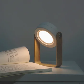 Нови творчески сгъваеми нощни осветителни тела с дървена дръжка, лампа за четене, преносим фенер, телескопична сгъваема led настолна лампа, зареждане чрез USB