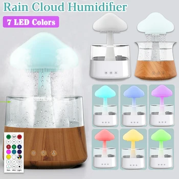 Овлажнител на въздуха гъби на дъжд Електрически ароматни дифузор опаковка мирис на дъждовен облак Релаксиращи звуци капки вода Цветни нощни светлини