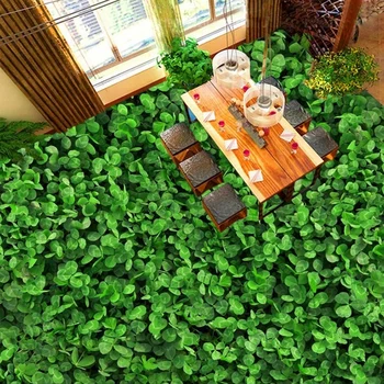 Произведено по поръчка на снимката на 3D стенни рисувани със зелени растения и трева за баня, теракот в хола, самозалепващи водоустойчиви стикери, тапети