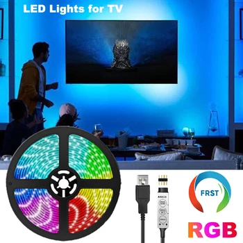 ПЪРВАТА Светодиодна Лента RGB PC TV Лентови осветителни тела 5050 Гирлянда 3 ключ за декор на стаята Luces LED с 1-5 м 10 м 15 м 20 м Лентово Осветление