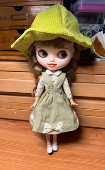 (Само един комплект) Облекло за кукли Dula Рокля със зелена каишка пола Blythe Qbaby ob24 ob22 Azone Licca ICY JerryB 1/6 Аксесоари за кукли Bjd