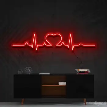Скок на сърцето, неоново сърцебиене, неонова реклама, led неонова лампа за интериор, декорация операционна в болницата