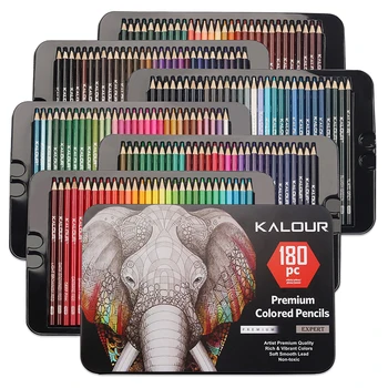 Цветни моливи в метална кутия 180 Уникални цветни моливи и предварително заточенных пастели за Книжки за оцветяване - Идеални копчета за коледни подаръци
