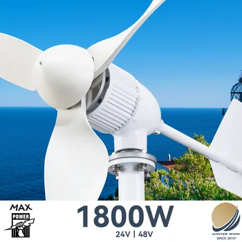 【Няма фалшиви Вата】 Вятърна турбина Jupiterwing 1000 W-1800 W Високоефективен Вятърна Мелница Хибридна Слънчева Система, За домашна употреба с 3 Остриета Хоризонтални
